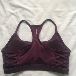 Burgundy Reebok Small padded cross back Sportsbra